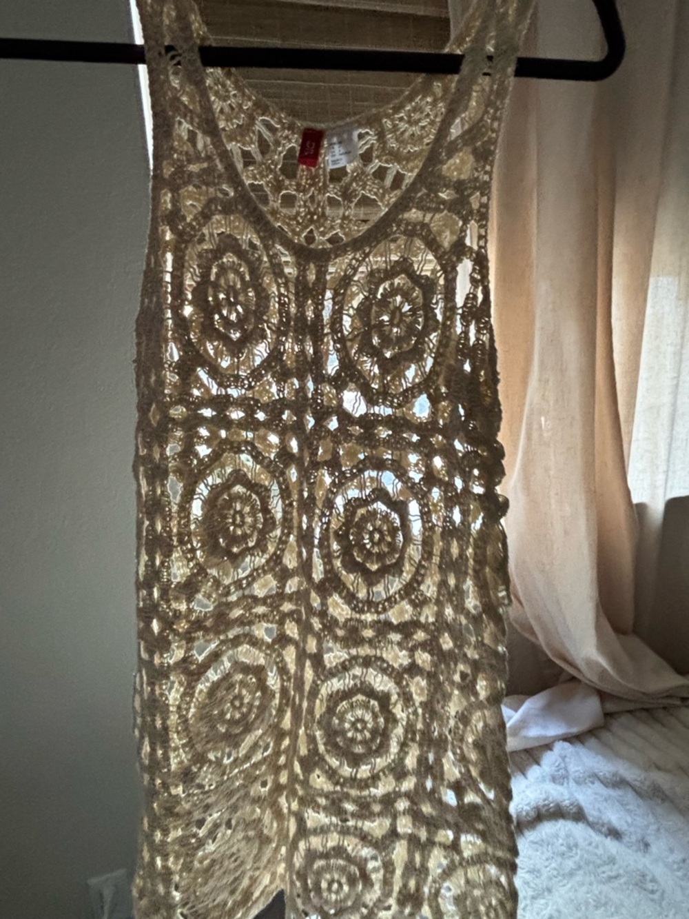 H&M Crochet Lace Tank Dress in Cream Size 4